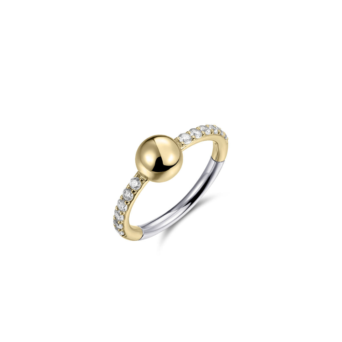 Gisser Ring Zilver Geel Verguld Zirkonia Wit – R481Y