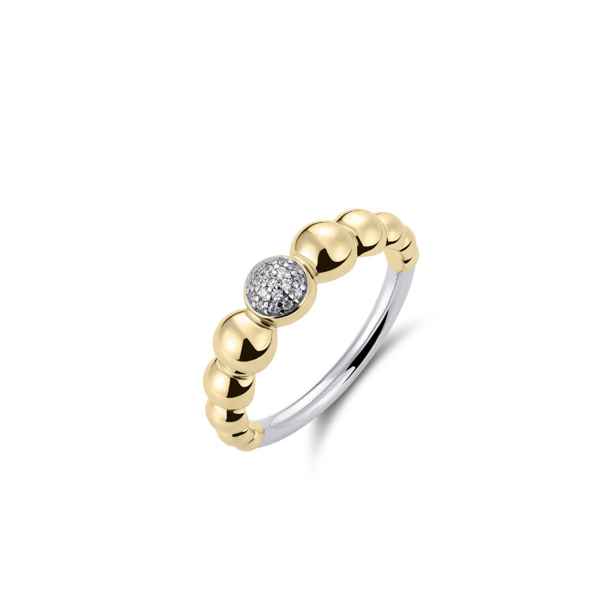 Gisser Ring Zilver Geel Verguld Zirkonia Wit – R485Y