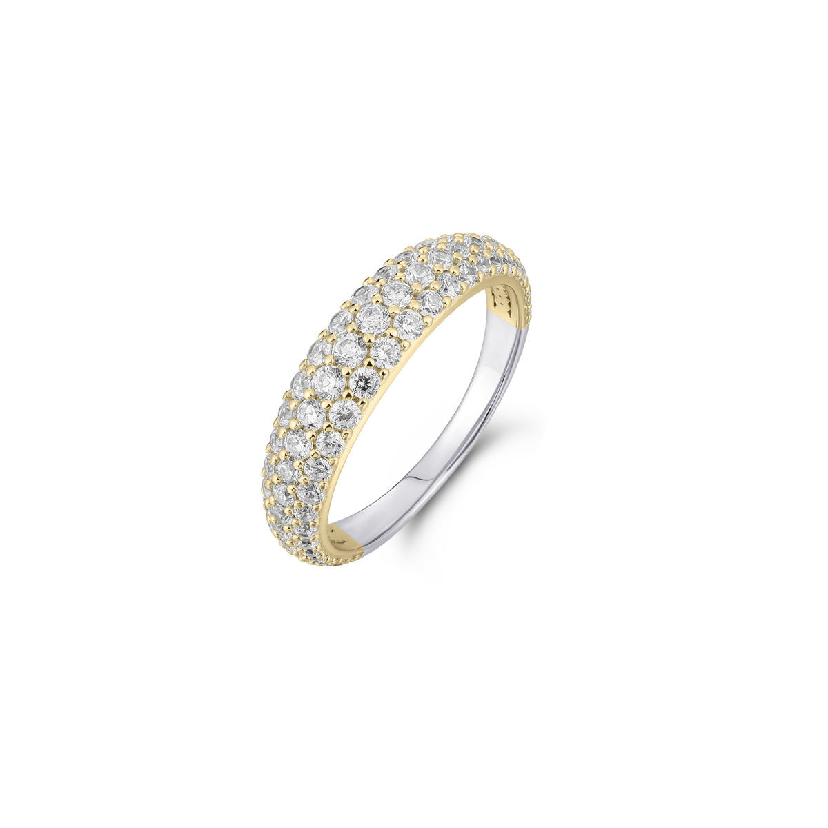 Gisser Ring Zilver Geel Verguld Zirkonia Wit – R488Y