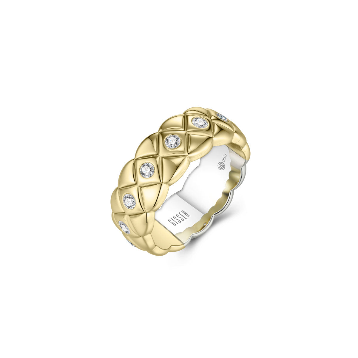 Gisser Ring Zilver Verguld Bicolor Zirkonia Wit – R492Y