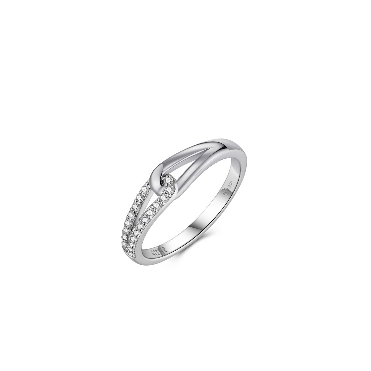 Gisser Ring Zilver Gerhodineerd Zirkonia Wit – R493