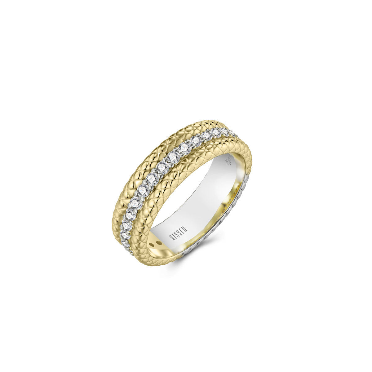 Gisser Ring Zilver Verguld Bicolor Zirkonia Wit – R495Y