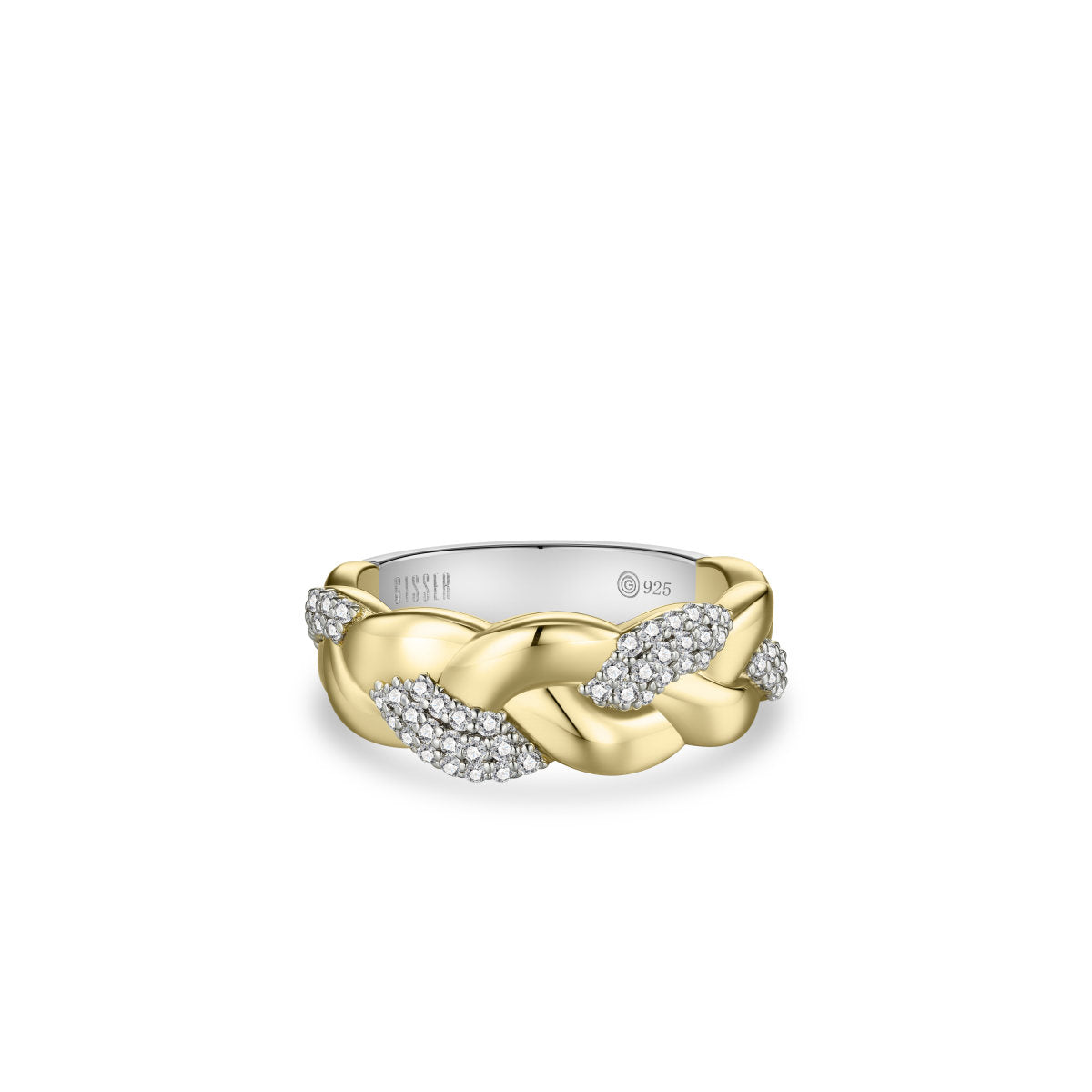 Gisser Ring Zilver Verguld Bicolor Zirkonia Wit – R498Y – foto 2