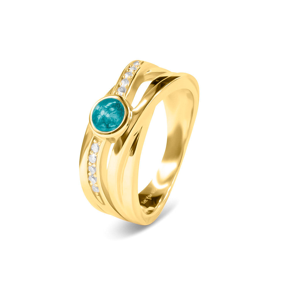 See You Cross-over ring voor as met steen in goud – RG-007 – afbeelding 1