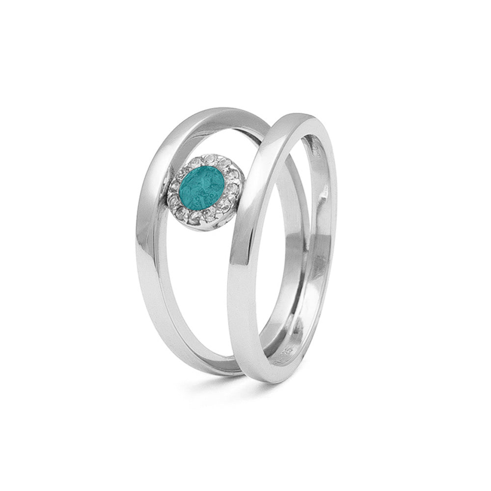 See You Double Band Gems Ring zilver zwart - RG015-EU50