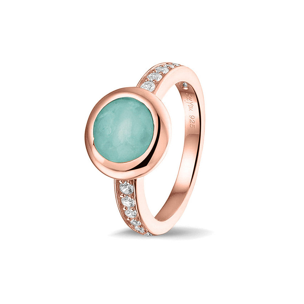 See You Round Head Gem Ring Band 11 mm zilver zwart - RG-035-Z-EU50
