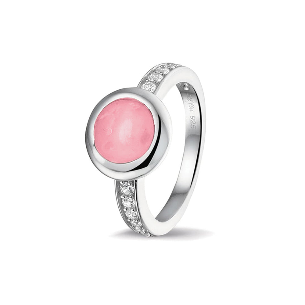 See You Round Head Gem Ring Band 11 mm zilver zwart - RG-035-Z-EU50