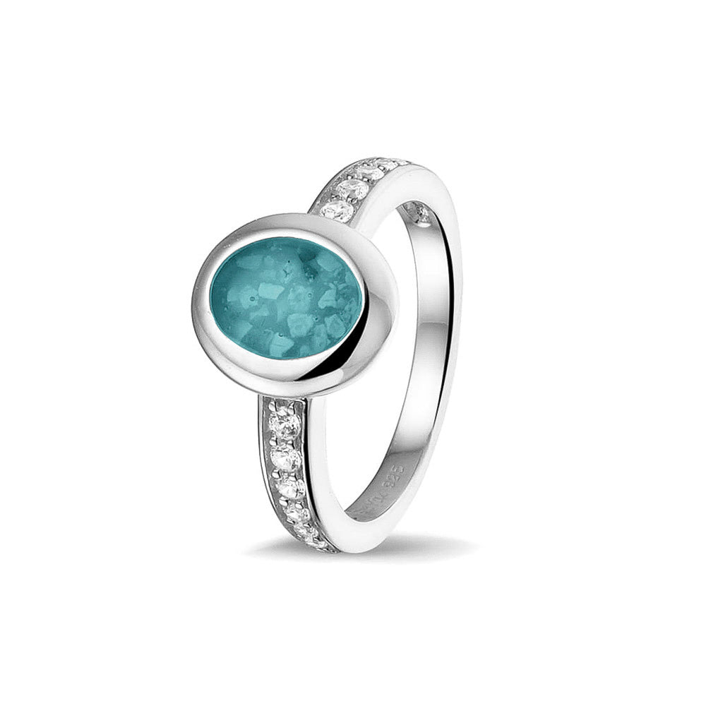 See You Oval Head Gem Ring Band zilver zwart - RG-036-EU50