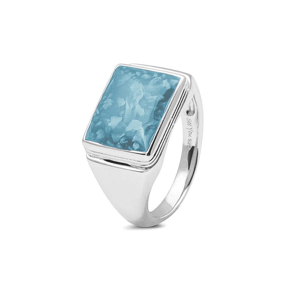 See You Rim Square Ring zilver zwart - RG053-EU47