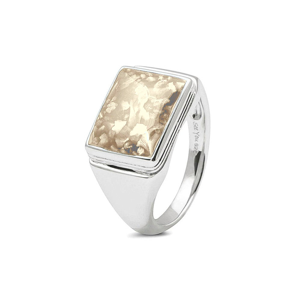 See You Rechthoekige zegelring met rand en as in goud – RG-053 – afbeelding 48
