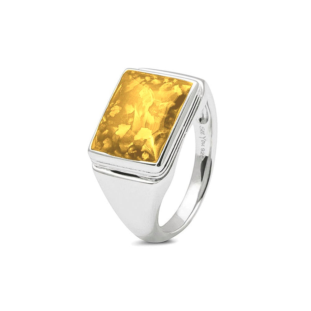 See You Rechthoekige zegelring met rand en as in goud – RG-053 – afbeelding 56