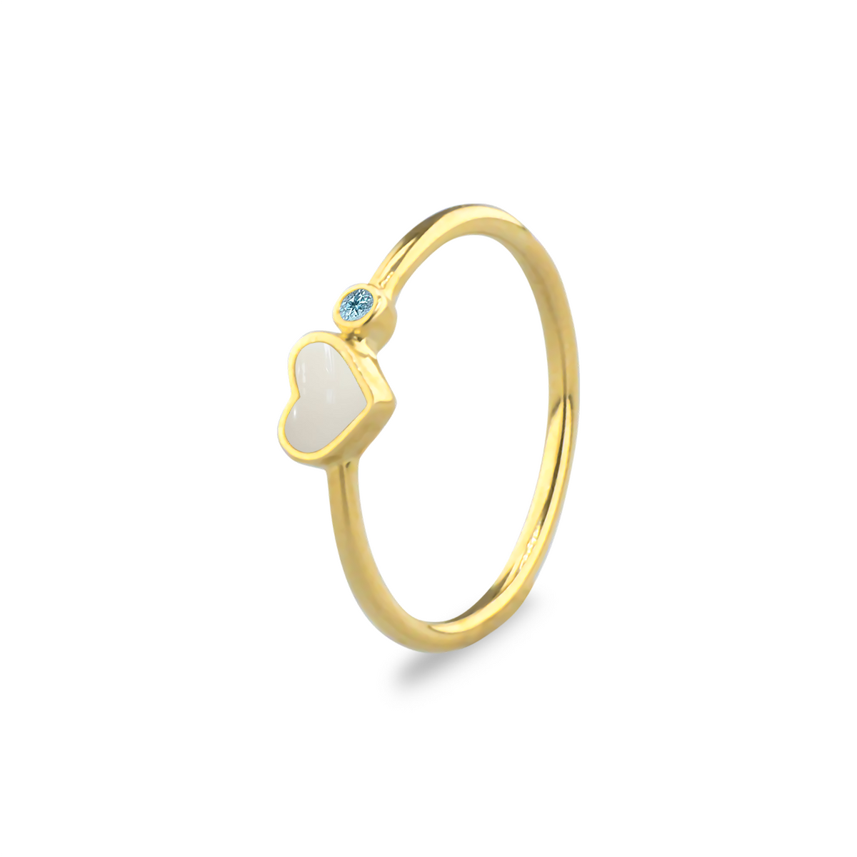See You Single Band Heart Birthstone Ring - RG-057-EU47