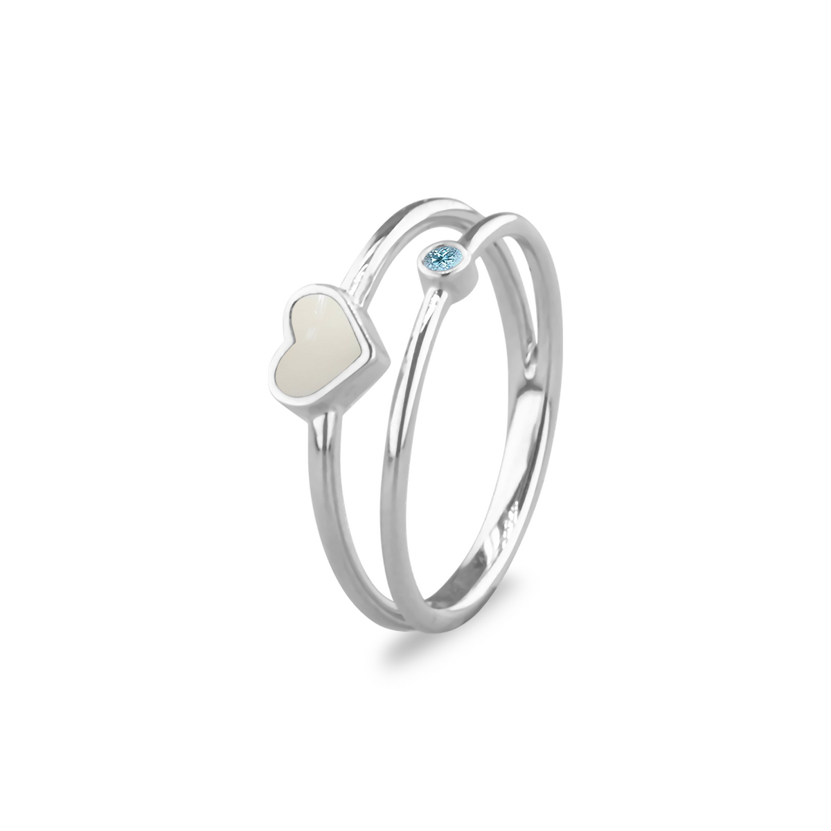 See You Double Band Heart Birthstone Ring - RG-058-EU47