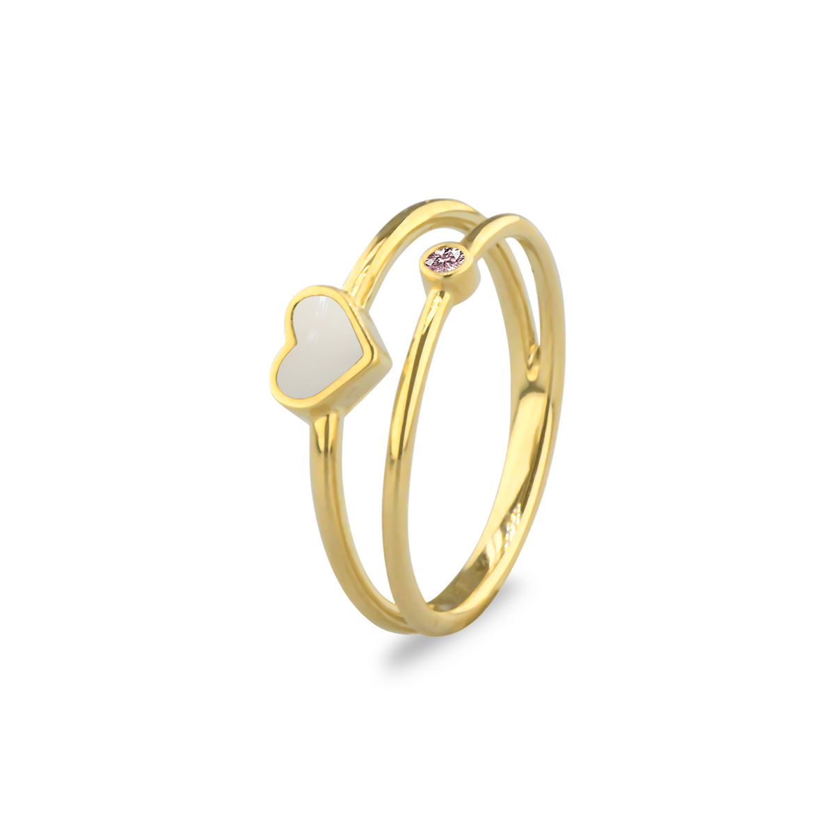 See You Double Band Heart Birthstone Ring - RG-058-EU47