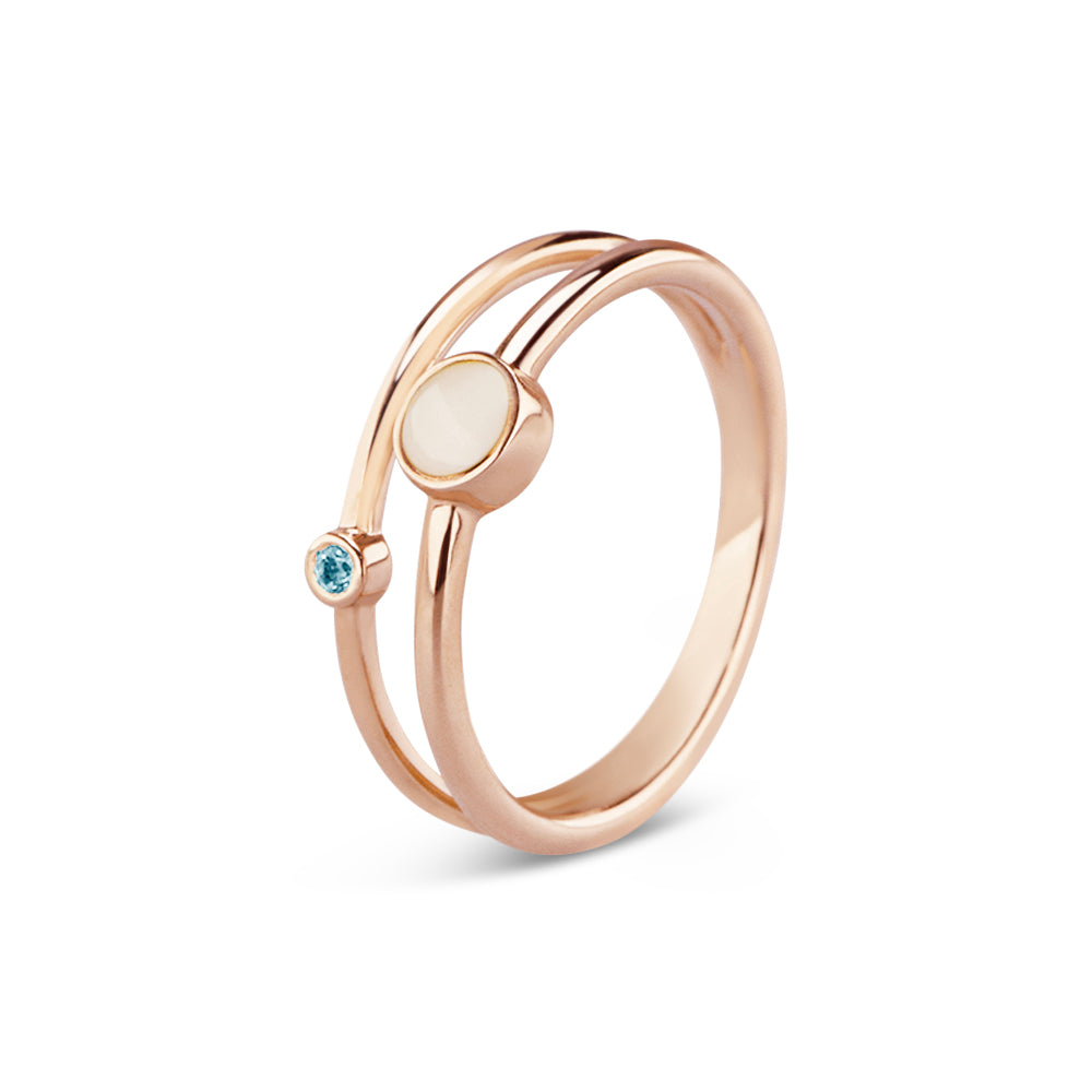 See You Double Band Birthstone Ring