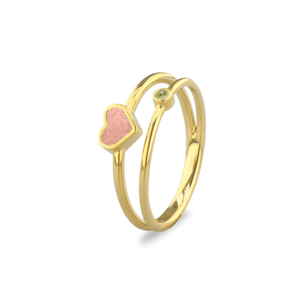 See You Dubbele hartring met as en geboortesteen in goud – RG058 – afbeelding 3