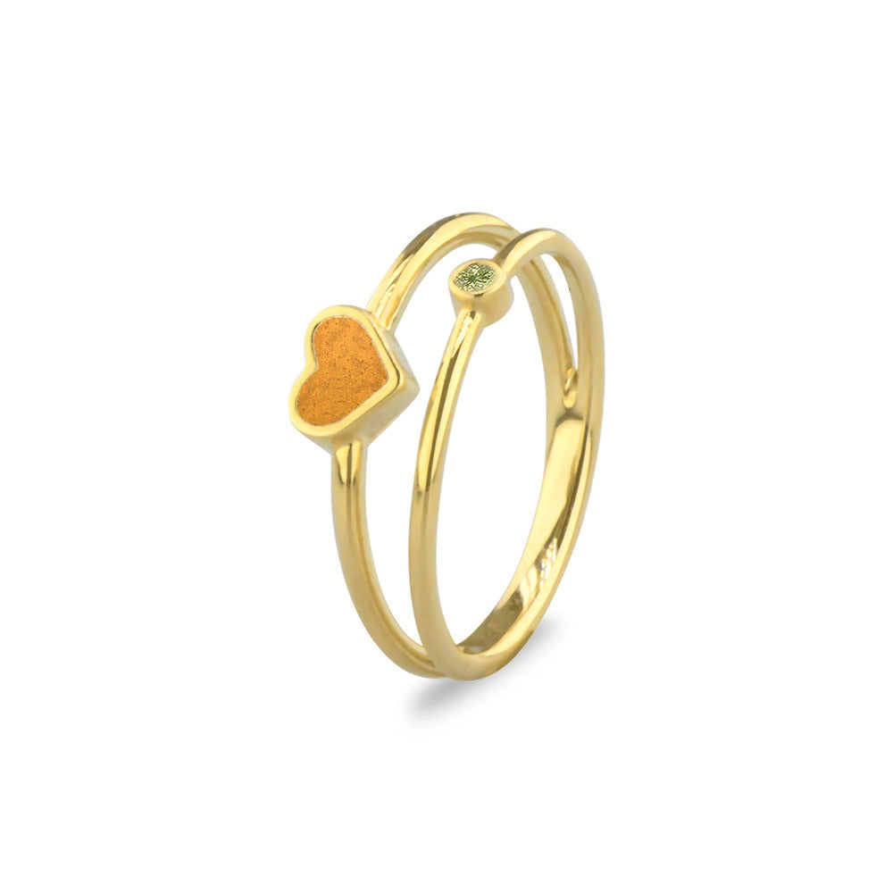 See You Dubbele hartring met as en geboortesteen in goud – RG058 – afbeelding 5