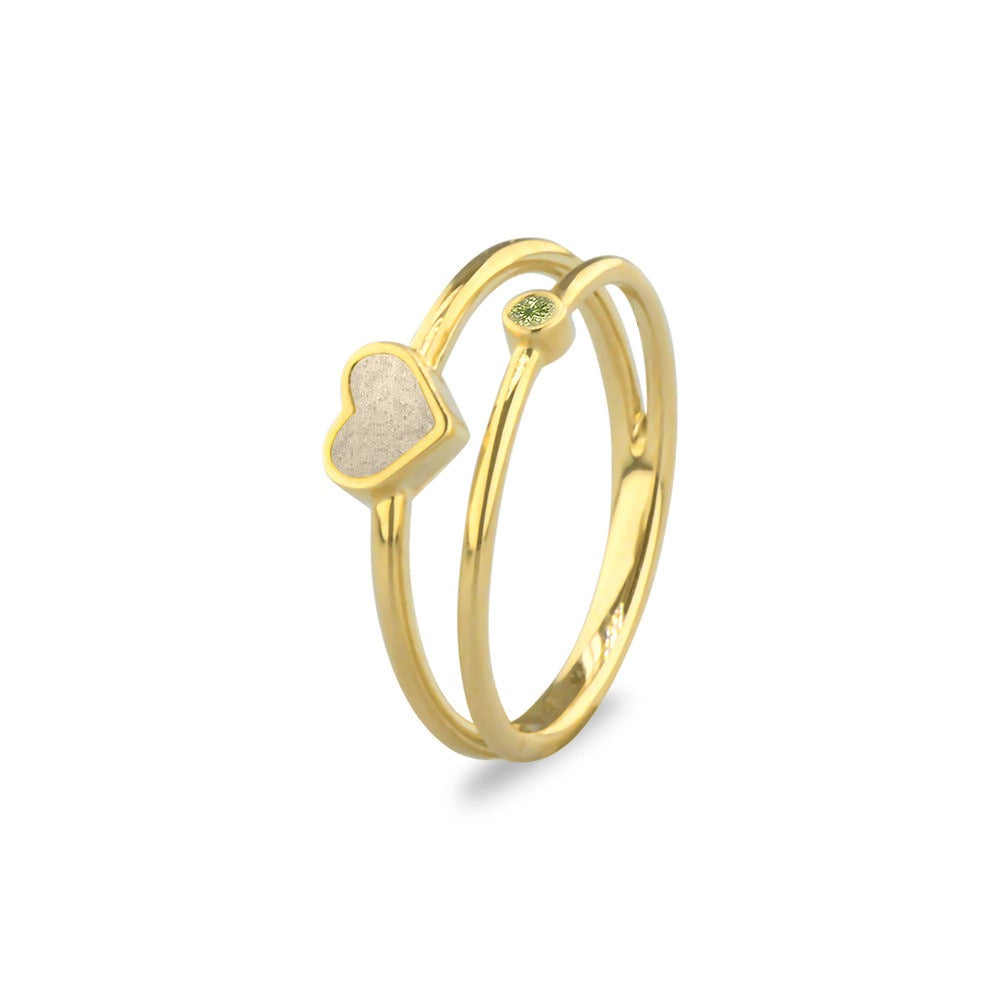 See You Dubbele hartring met as en geboortesteen in goud – RG058 – afbeelding 2