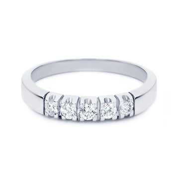 Witgouden 14K ring met diamant 5x 0.01ct P/W diamant RIN1701-5-005, exclusief en kwalitatief hoogwaardig. Ontdek nu!