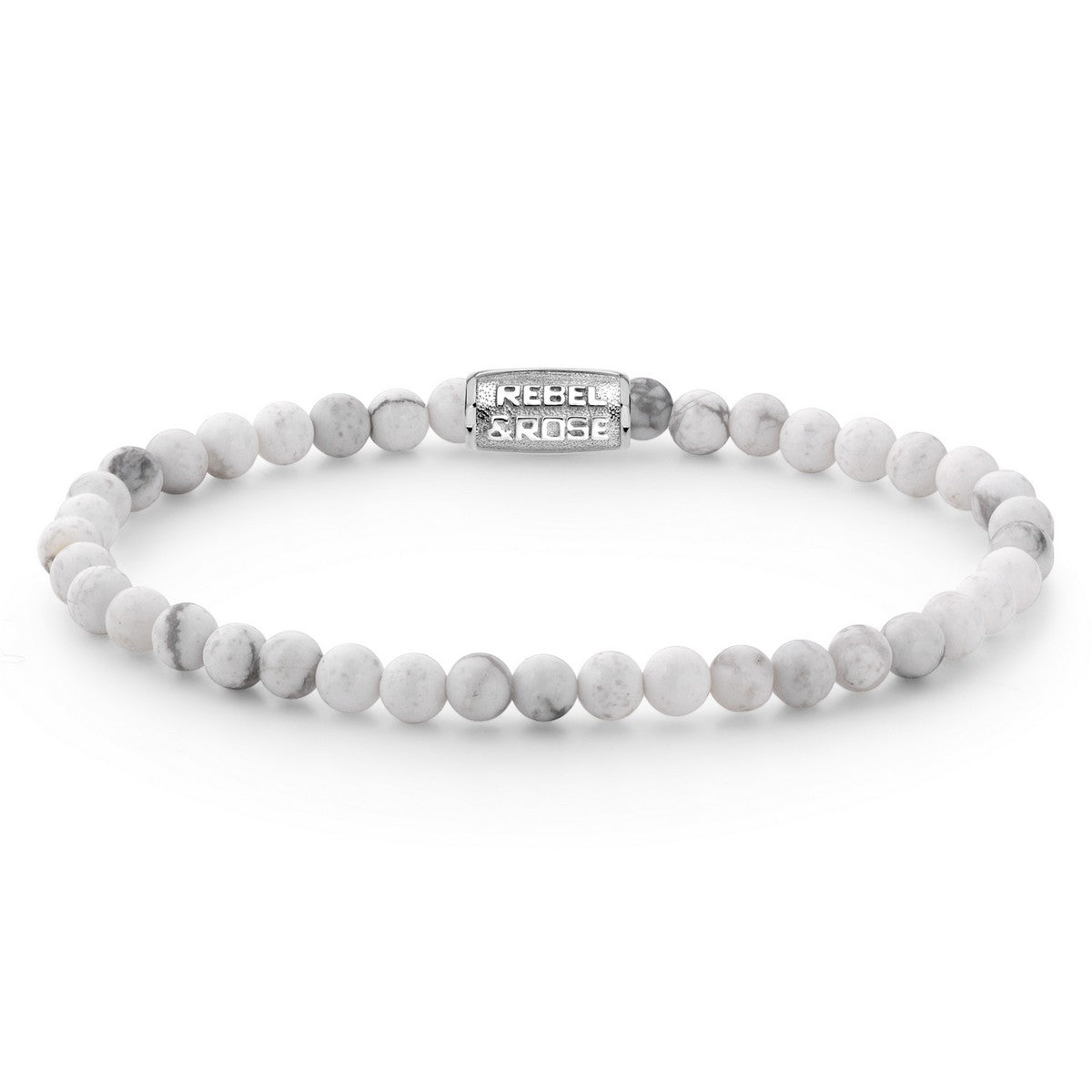 Rebel & Rose Armband Virgin White 4mm Natuursteen Unisex RR-40007-S - PansiteNederland.nl