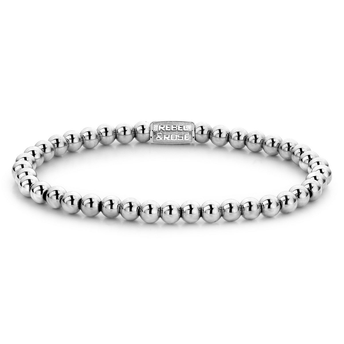 Rebel & Rose Stones Only 4mm Armband RR-40040-S - Zilvergrijs/glimmend