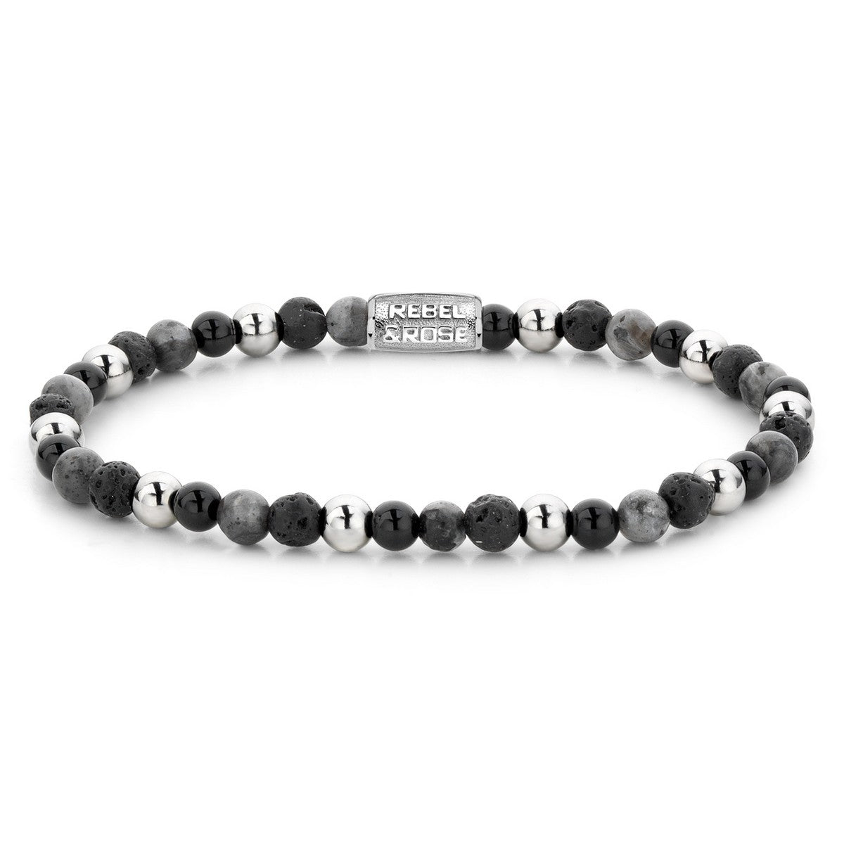 Rebel & Rose Armband Shiny Night 4mm Hematiet RR-40041-S - PansiteNederland.nl