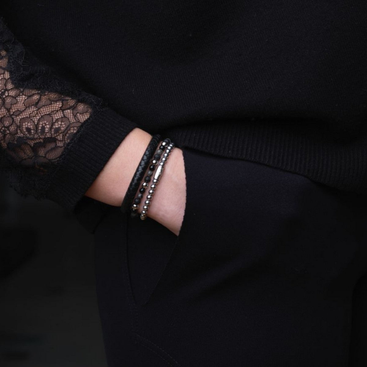 Rebel & Rose Armband Shiny Night 4mm Hematiet RR-40041-S - PansiteNederland.nl