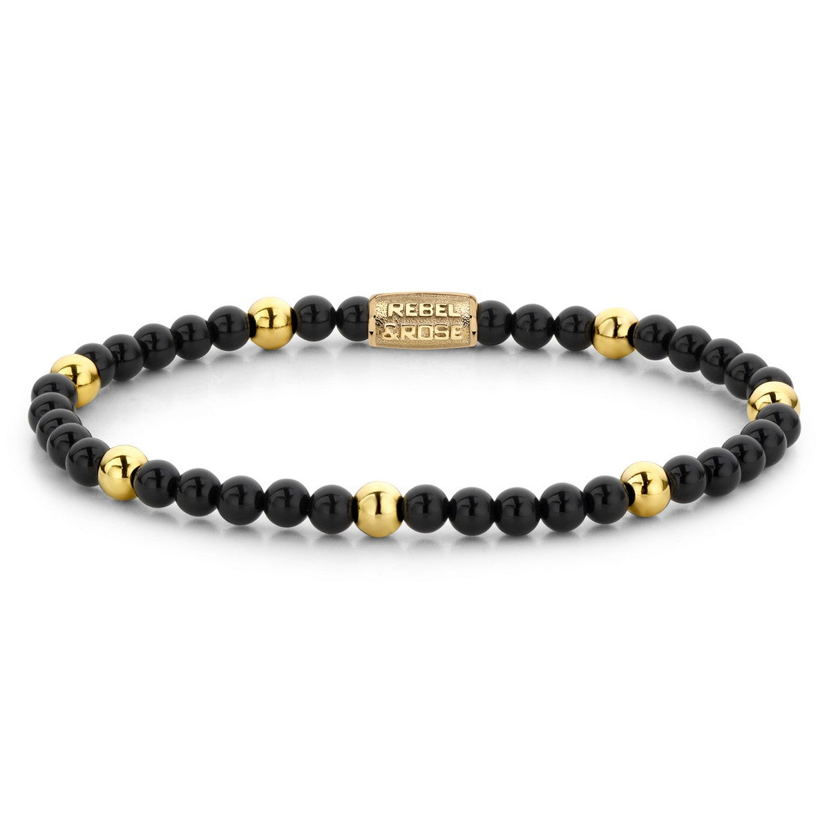 Rebel & Rose More Balls Than Most 4mm Armband RR-40043-G - Zwart/goud-kleur
