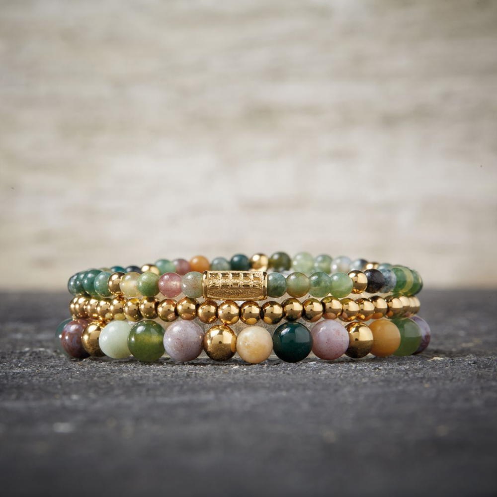 Rebel & Rose More Balls Than Most 4mm Armband RR-40046-G – Groen met beige/pastel kleuren