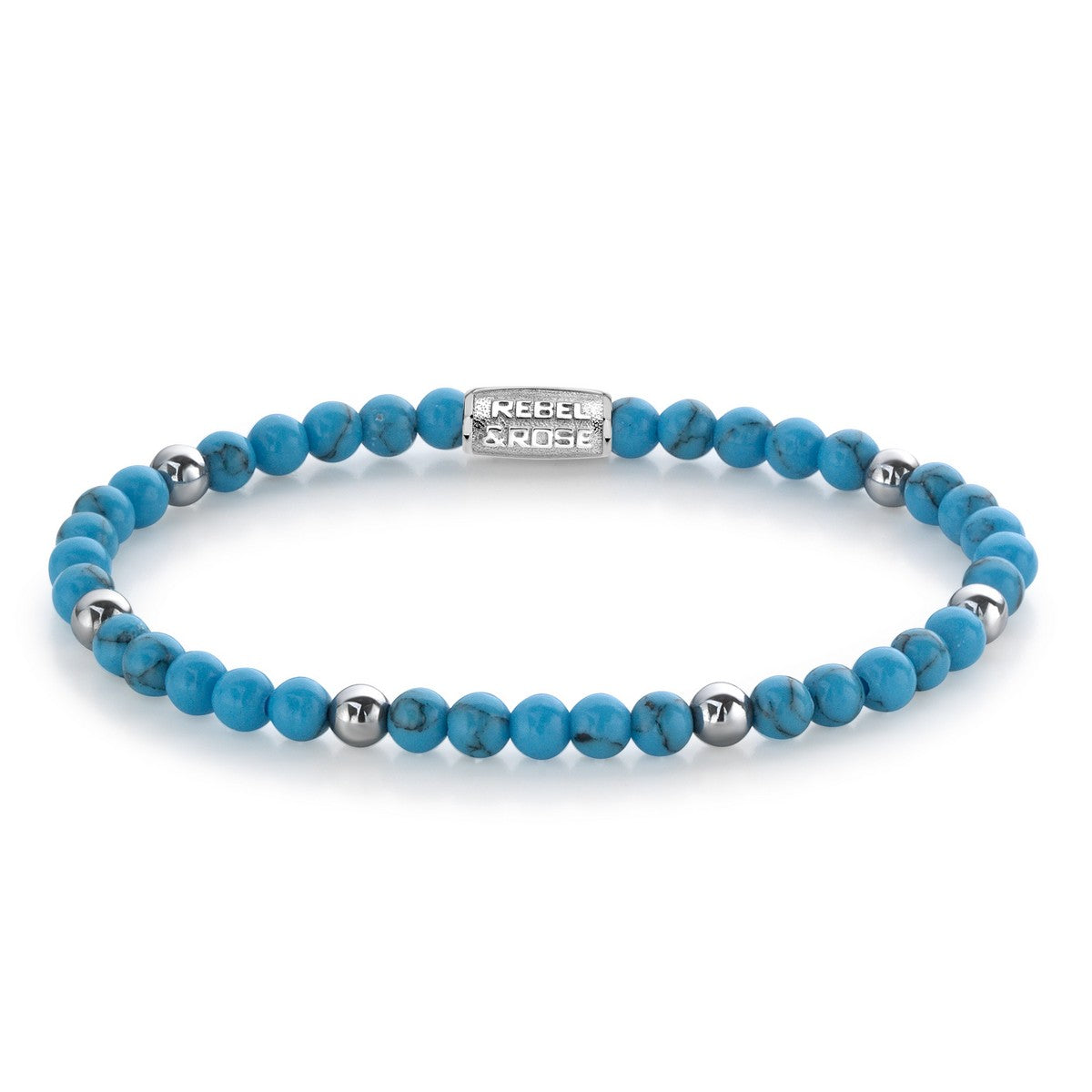 Rebel & Rose Armband Turquoise Delight II 4mm Natuursteen Unisex RR-40058-S - PansiteNederland.nl