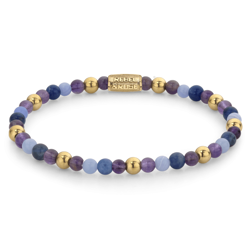 Rebel & and Rose - Armband - Are Violets Blue? - 18 ct yellow gold ionplated - 4mm - RR-40064-G Dames - PansiteNederland.nl