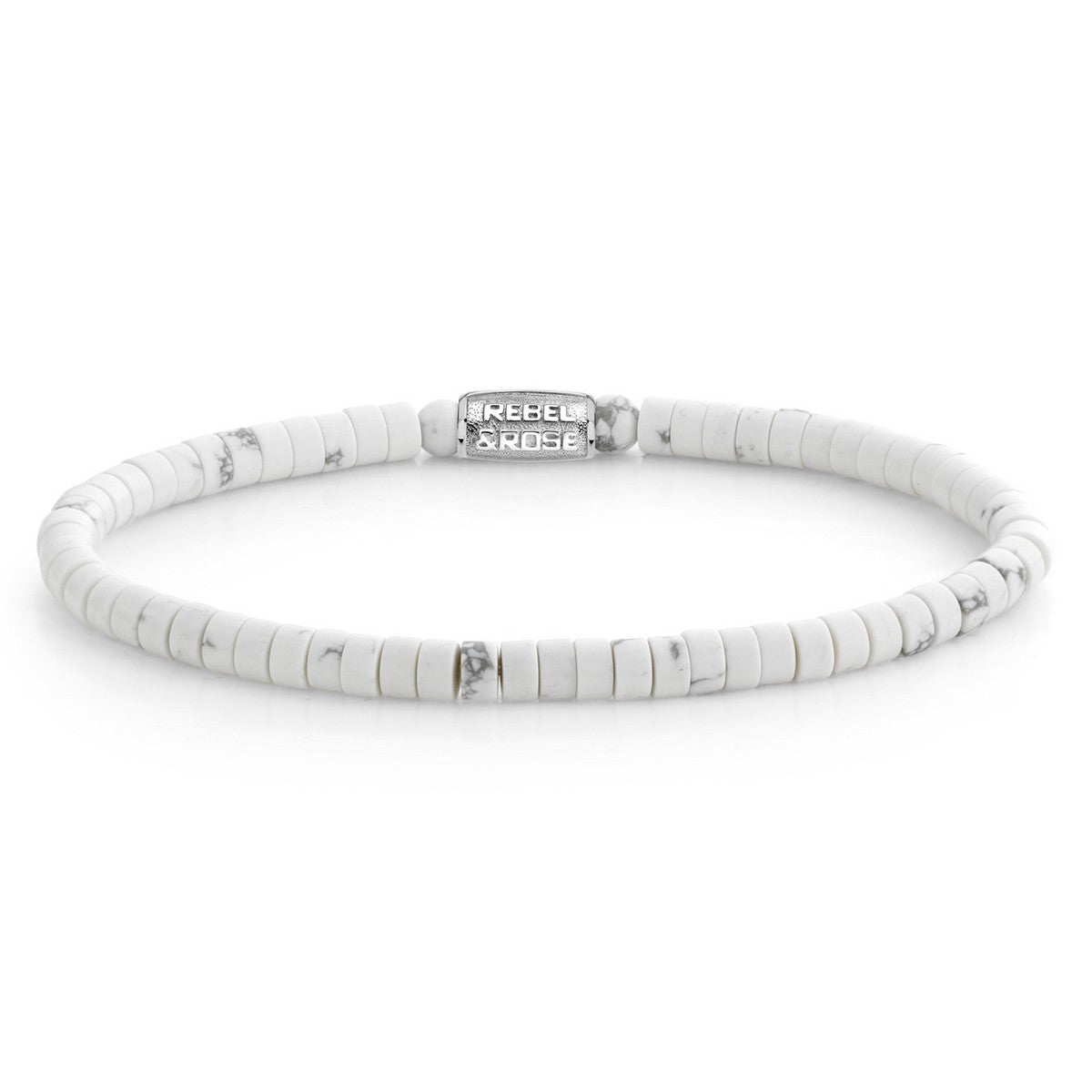 Rebel & Rose Armband Slices Virgin White 4mm Natuursteen Unisex RR-40081-S - PansiteNederland.nl