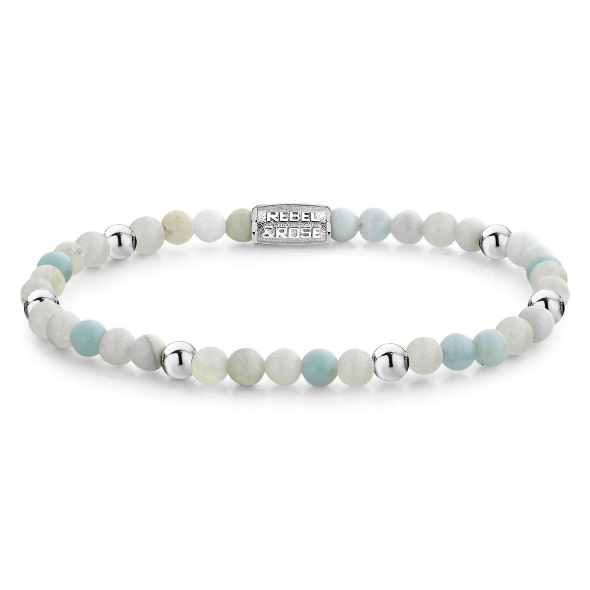 Rebel & Rose More Balls Than Most 4mm Armband RR-40086-S - Licht blauw en licht oranje /pastel kleuren