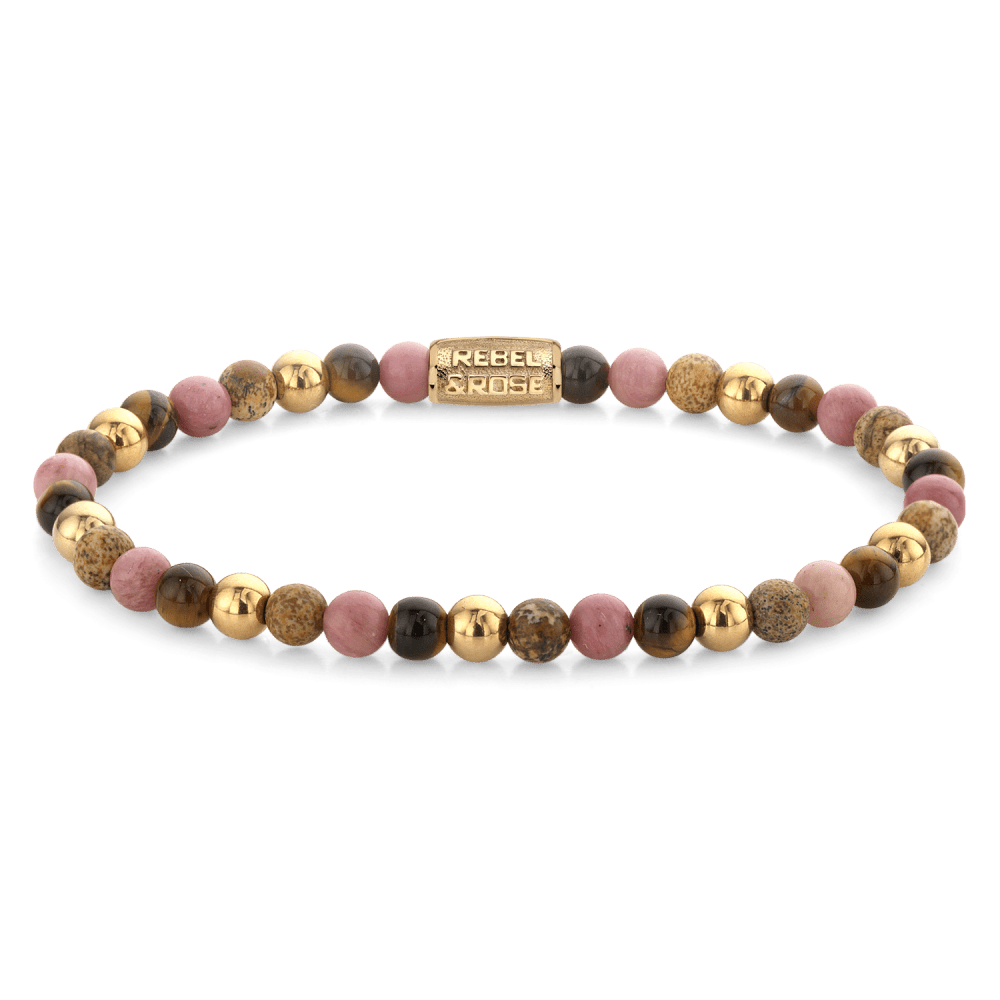 Rebel & and Rose - Armband - Winter Glow - 18 ct yellow gold ionplated - 4mm Armband - RR-40101-G Dames - PansiteNederland.nl