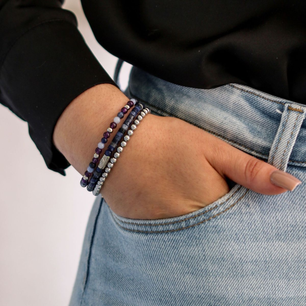 Rebel & Rose More Balls Than Most 4mm Armband RR-40102-S – Blauw/Violet/Zilver-kleur