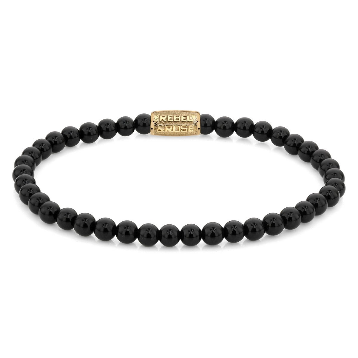 Rebel & Rose Armband Black Velvet Gold 4mm 18K Geelgoud Ionplated RR-40108-G - PansiteNederland.nl