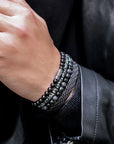 Rebel & and Rose - Armband - Black Rocks - All-Black - 8mm - RR-80073-B Unisex - PansiteNederland.nl