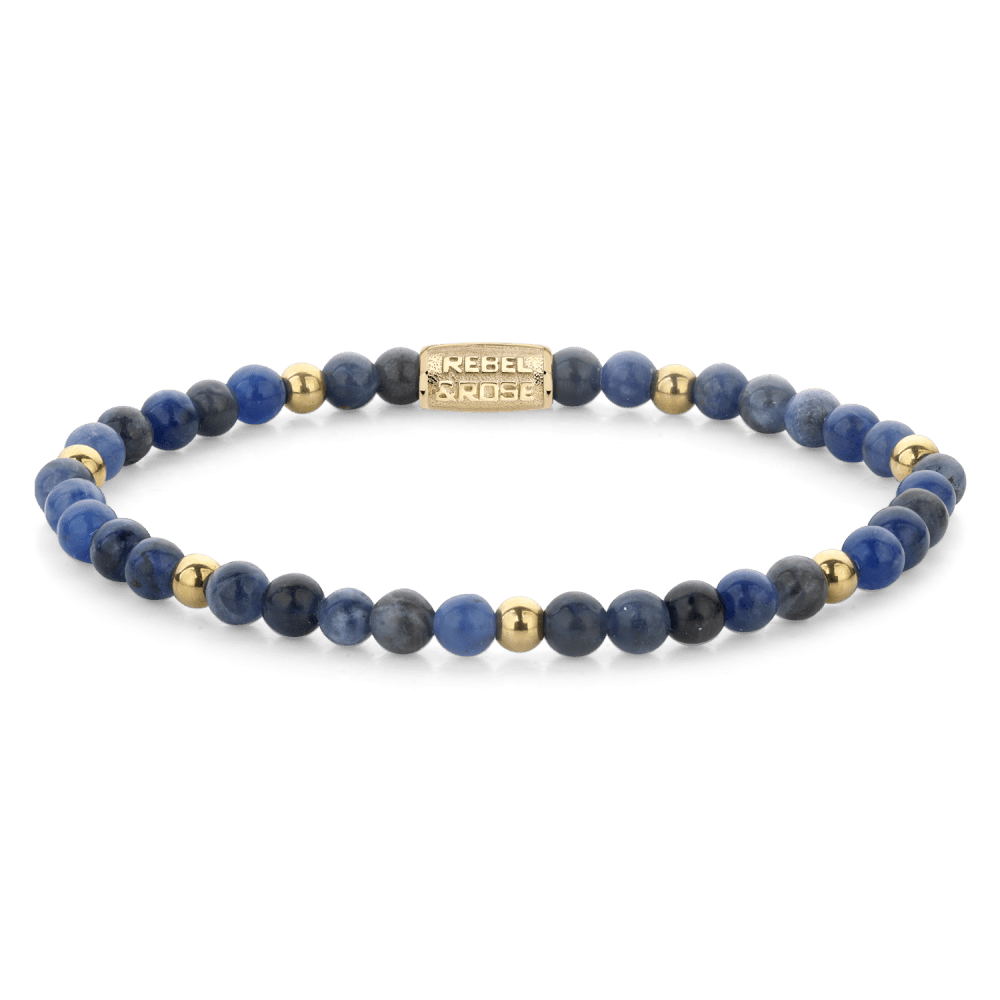 Rebel & and Rose - Armband - Midnight  Blue - 18 ct yellow gold ionplated - 4mm Armband - RR-40129-G Dames - PansiteNederland.nl