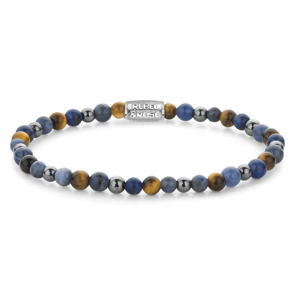 Rebel & and Rose - Armband - Blue Rain - 4mm - RR-40132-S Unisex - PansiteNederland.nl