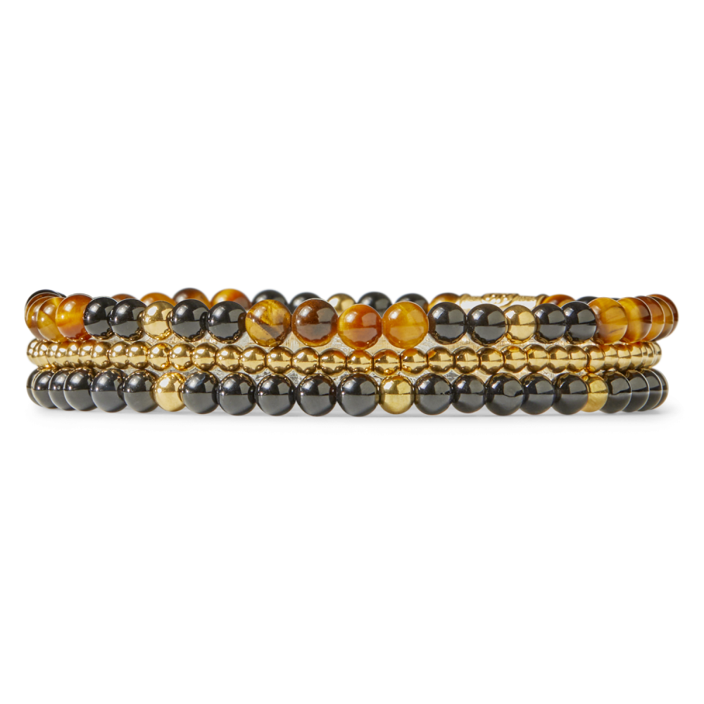 Rebel & Rose More Balls Than Most 4mm Armband RR-40133-G – Bruin/zwart/goud-kleur