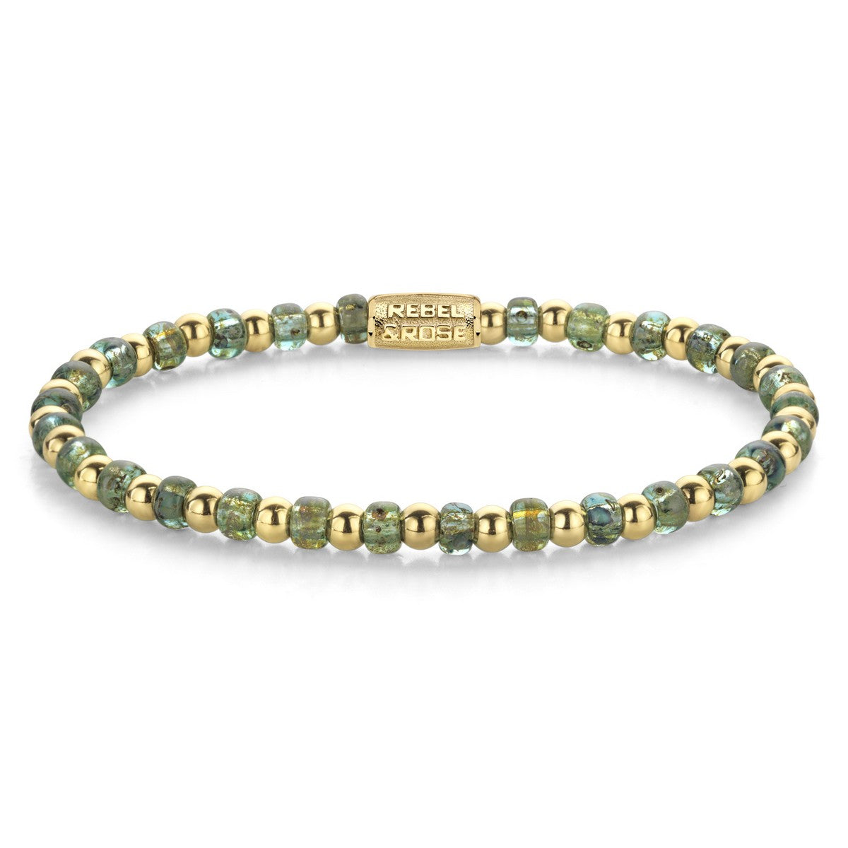Rebel & Rose Stones Only 4mm Armband RR-40145-G - Groen, Goud