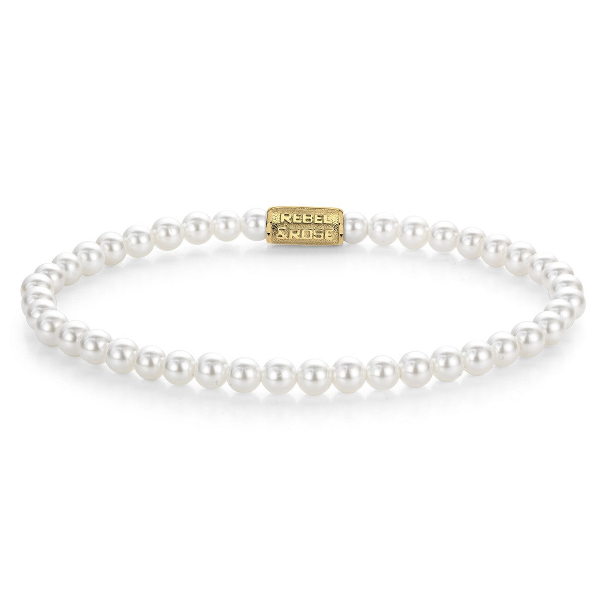 Rebel & Rose Armband Pearl Gem Gold 4mm 18K Geelgoud Ionplated Unisex RR-40149-G - PansiteNederland.nl