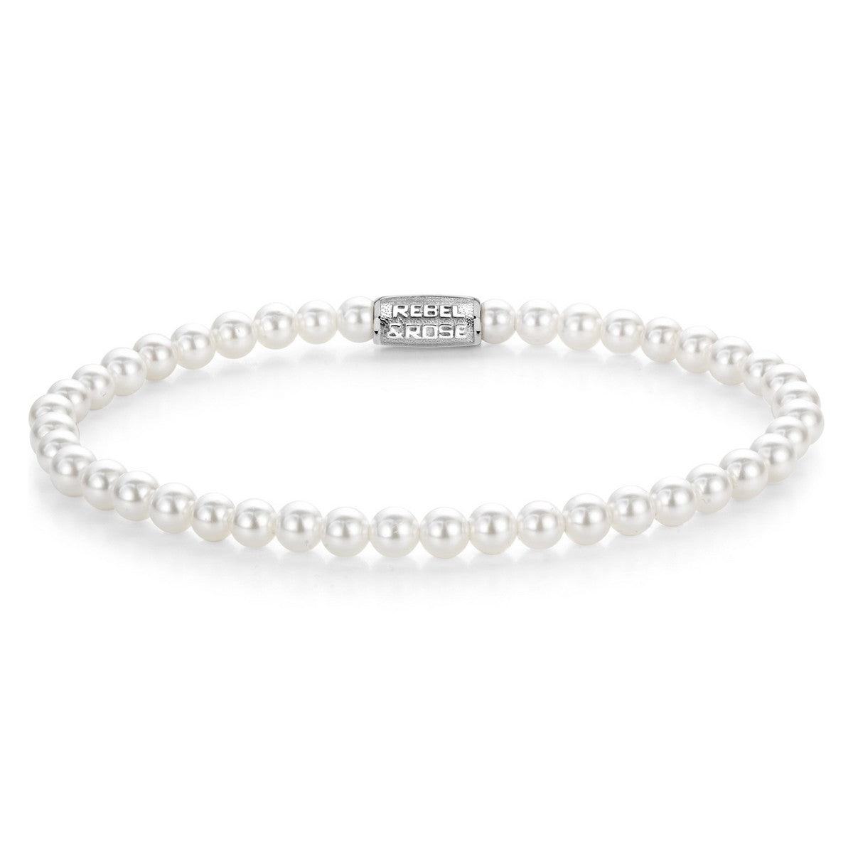 Rebel & Rose Stones Only 4mm Armband RR-40150-S - Witte parels