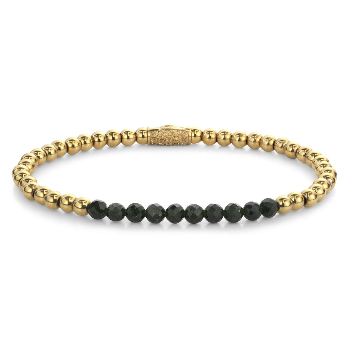 Rebel & Rose Stones Only 4mm Armband RR-40156-G - Zwart, goudkleurige stalen beads