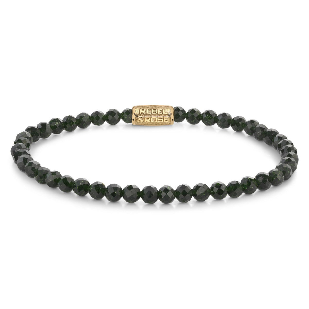Rebel & and Rose - Armband - Green Glam Rocks Gold - 4mm Armband - RR-40157-G Dames - PansiteNederland.nl