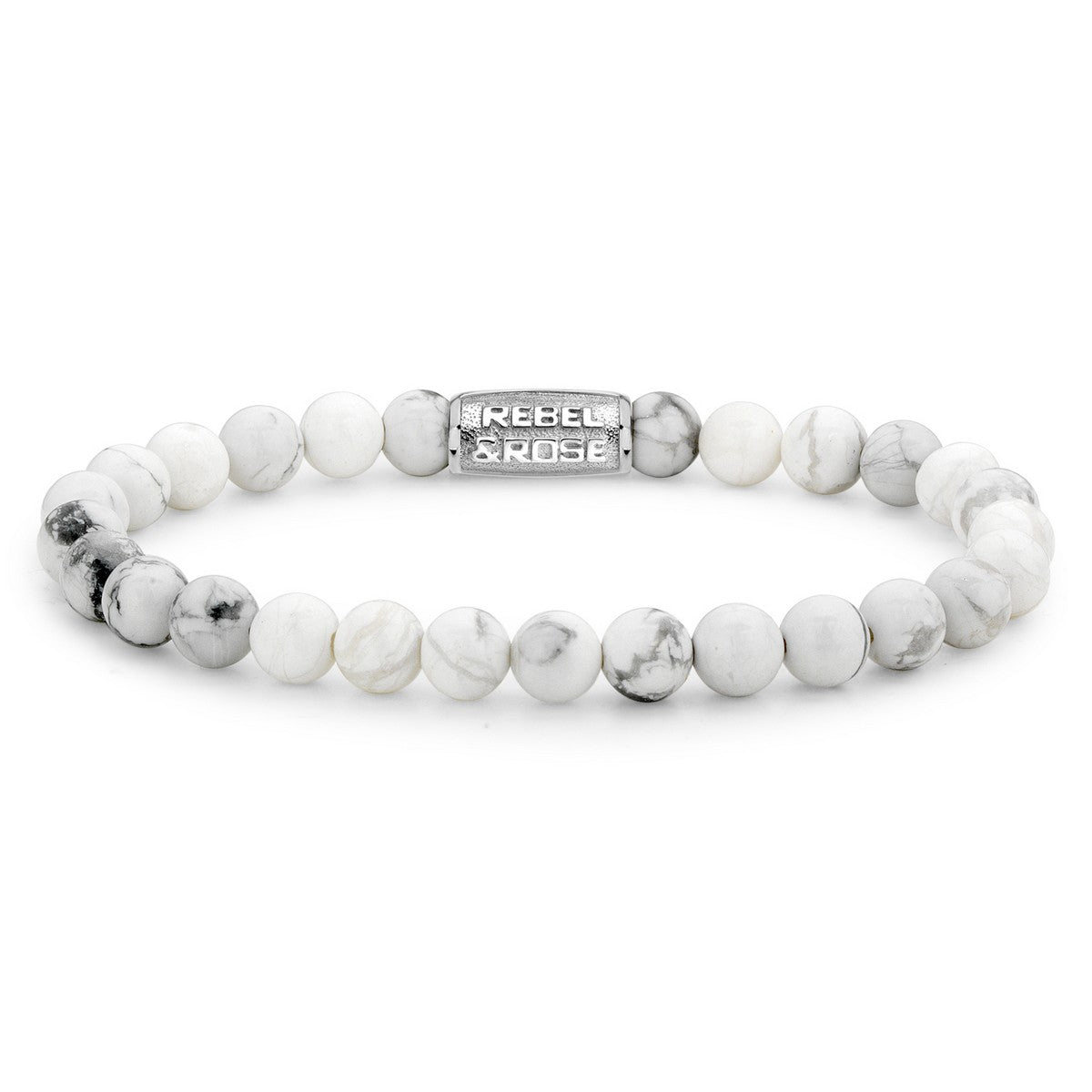 Rebel & Rose Armband Virgin White 6mm Natuursteen Unisex RR-60016-S - PansiteNederland.nl