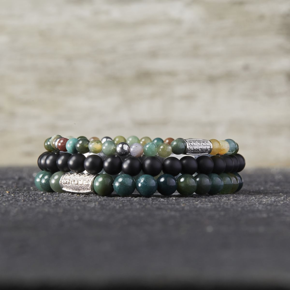 Rebel & Rose Stones Only 6mm Armband RR-60034-S – mosgroen deels doorzichtig