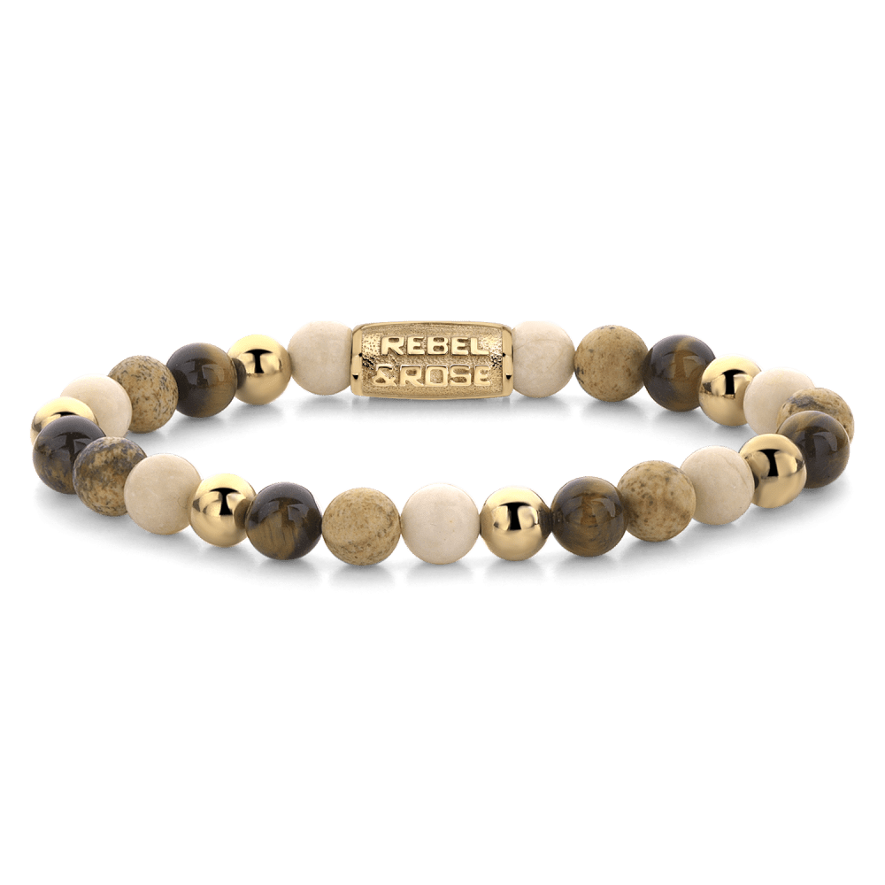 Rebel & and Rose - Armband - Autumnove - 18 ct yellow gold ionplated - 6mm - RR-60044-G Dames - PansiteNederland.nl