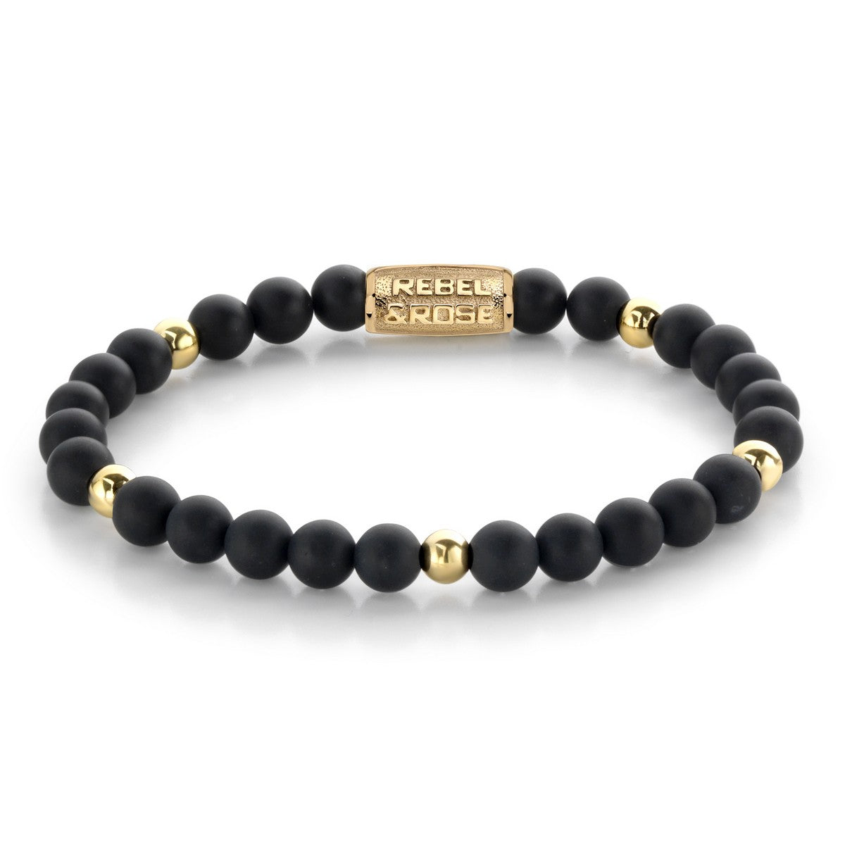 Rebel & Rose Armband Matt Blackadonna 6mm 18K Geelgoud Ionplated RR-60078-G - PansiteNederland.nl