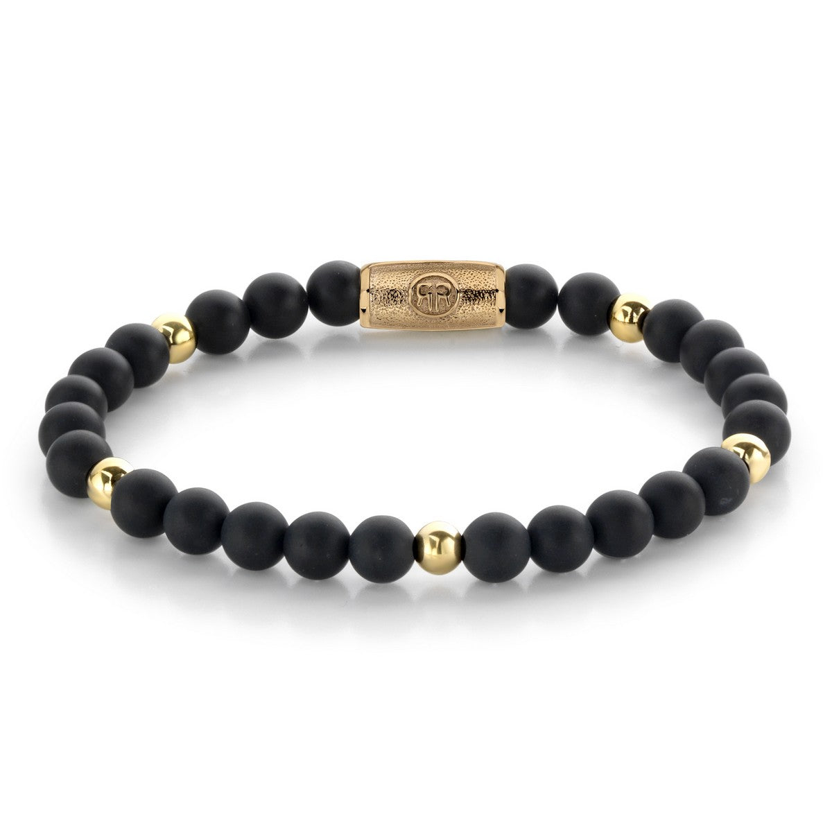 Rebel & Rose Armband Matt Blackadonna 6mm 18K Geelgoud Ionplated RR-60078-G - PansiteNederland.nl